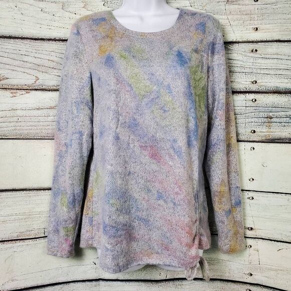 Christopher & Banks Women’s Pastel Print Knit Sweater Long Sleeve Medium - Picture 1 of 7